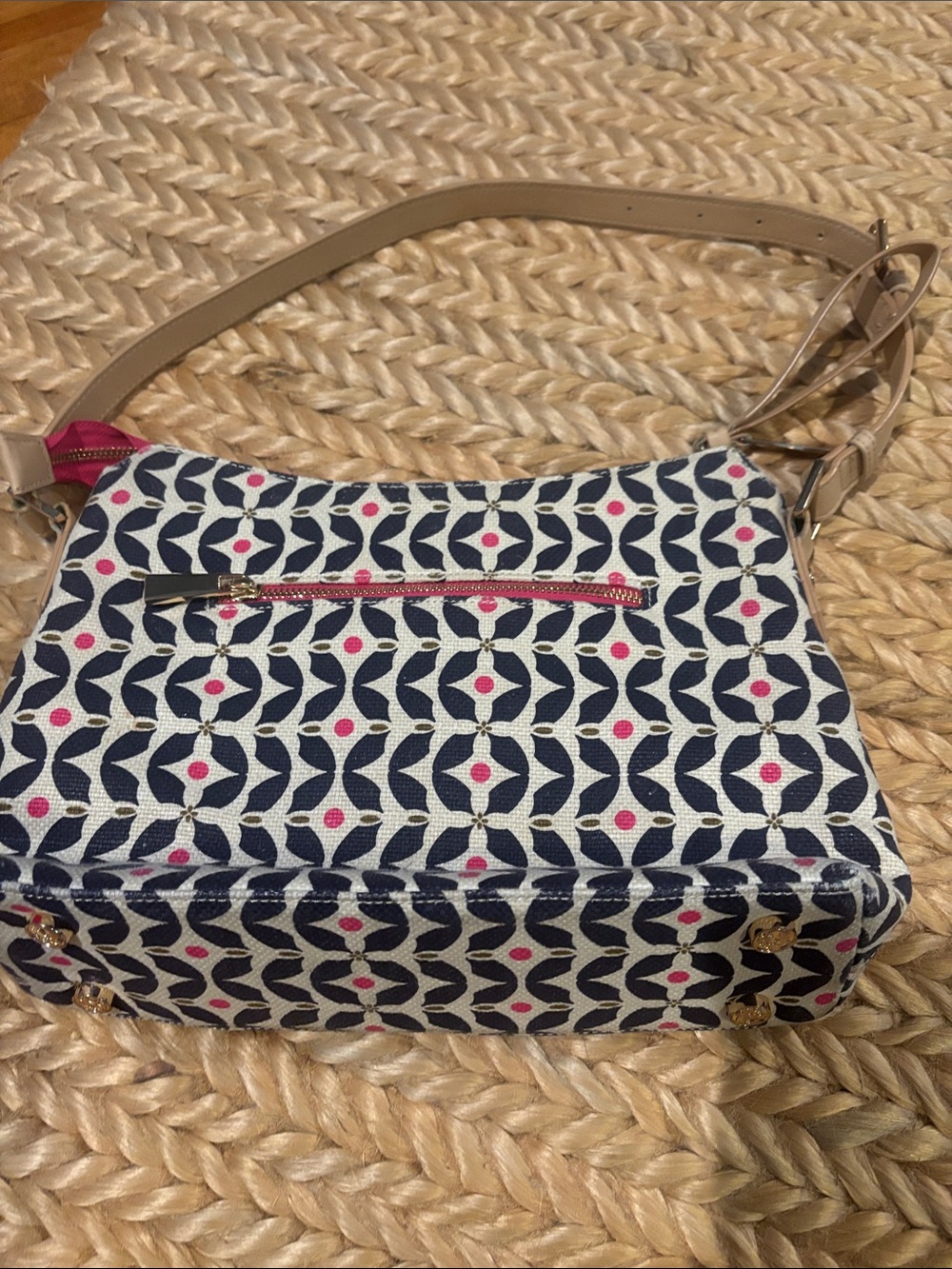Spartina Patterned Navy & Pink Crossbody Shoulder Bag